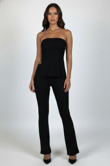 Nyx Ribbed Slit Tube Top & High-waist Flare Pants Set — thumbnail 4
