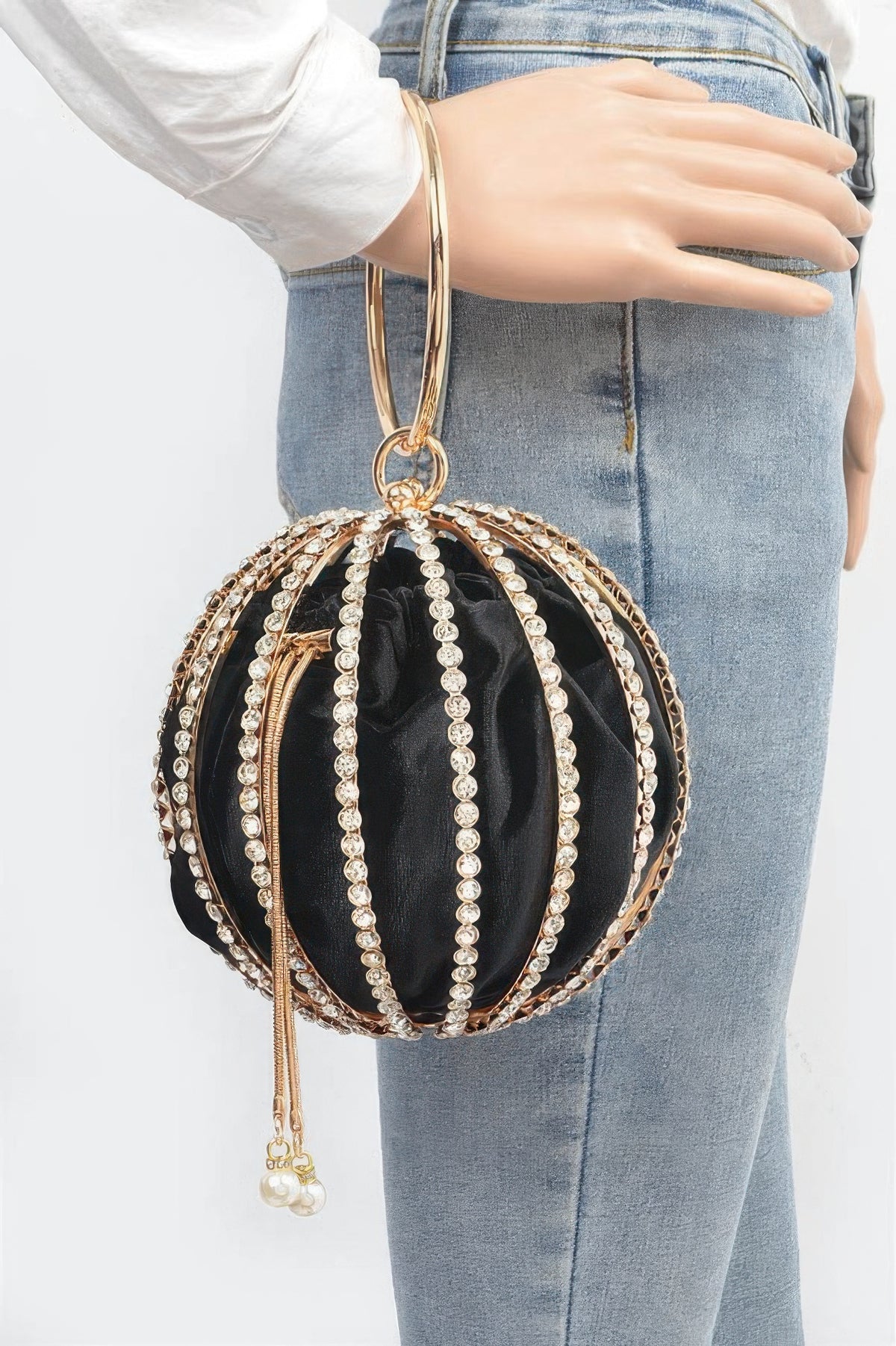 Durga Rhinestone Round Cage Party Bag — view 5
