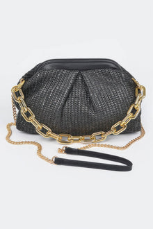 Durga Faux Straw Frame Bag W/link Chain — thumbnail 1