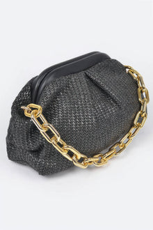 Durga Faux Straw Frame Bag W/link Chain — thumbnail 2