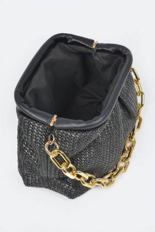 Durga Faux Straw Frame Bag W/link Chain — thumbnail 3