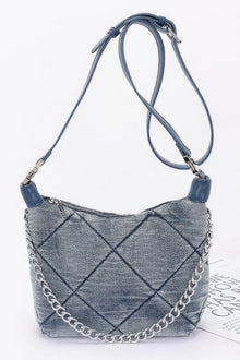 Artemis Quilted Washed Denim Shoulder Chain Crossbody Bag — thumbnail 1