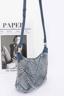 Artemis Quilted Washed Denim Shoulder Chain Crossbody Bag — thumbnail 2