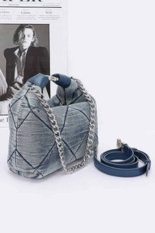 Artemis Quilted Washed Denim Shoulder Chain Crossbody Bag — thumbnail 4
