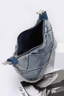 Artemis Quilted Washed Denim Shoulder Chain Crossbody Bag — thumbnail 5