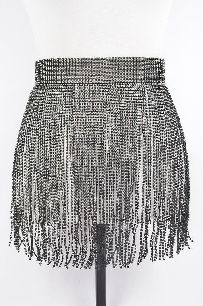Pele Rhinestone Fringe Belt