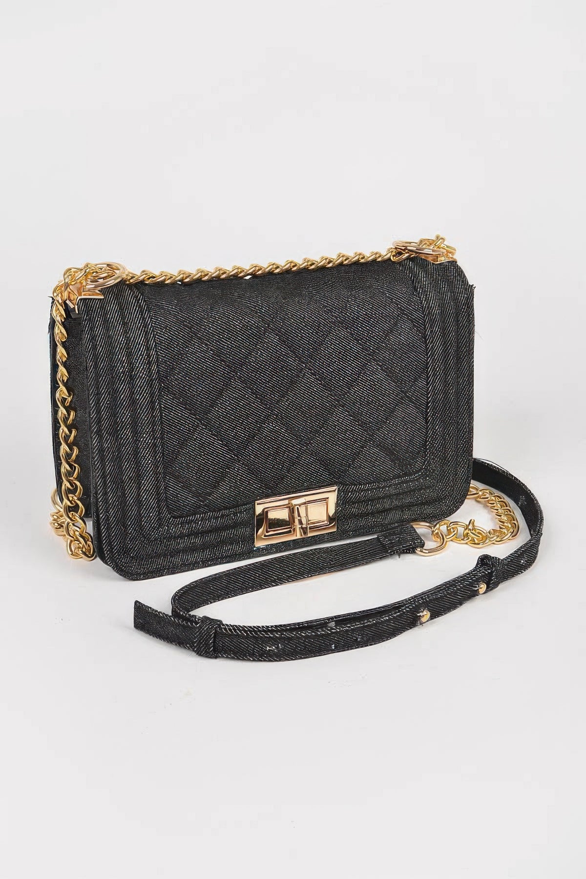 Diana Quilted Denim Crossbody Bag — view 1