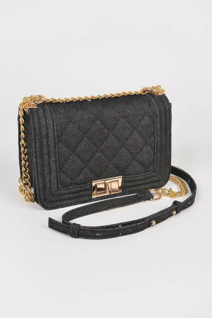 Diana Quilted Denim Crossbody Bag