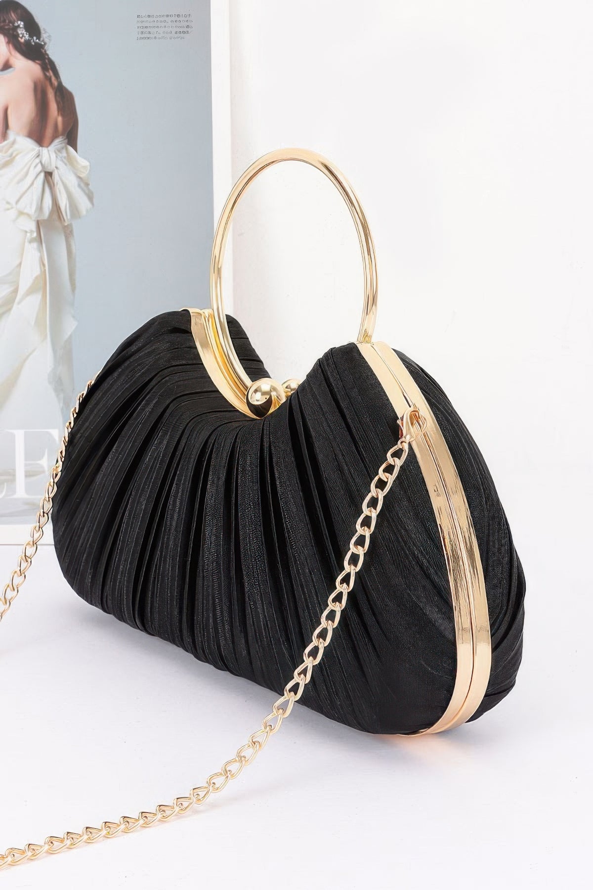 Parvati Pleated Polyester Party Clutch — view 2