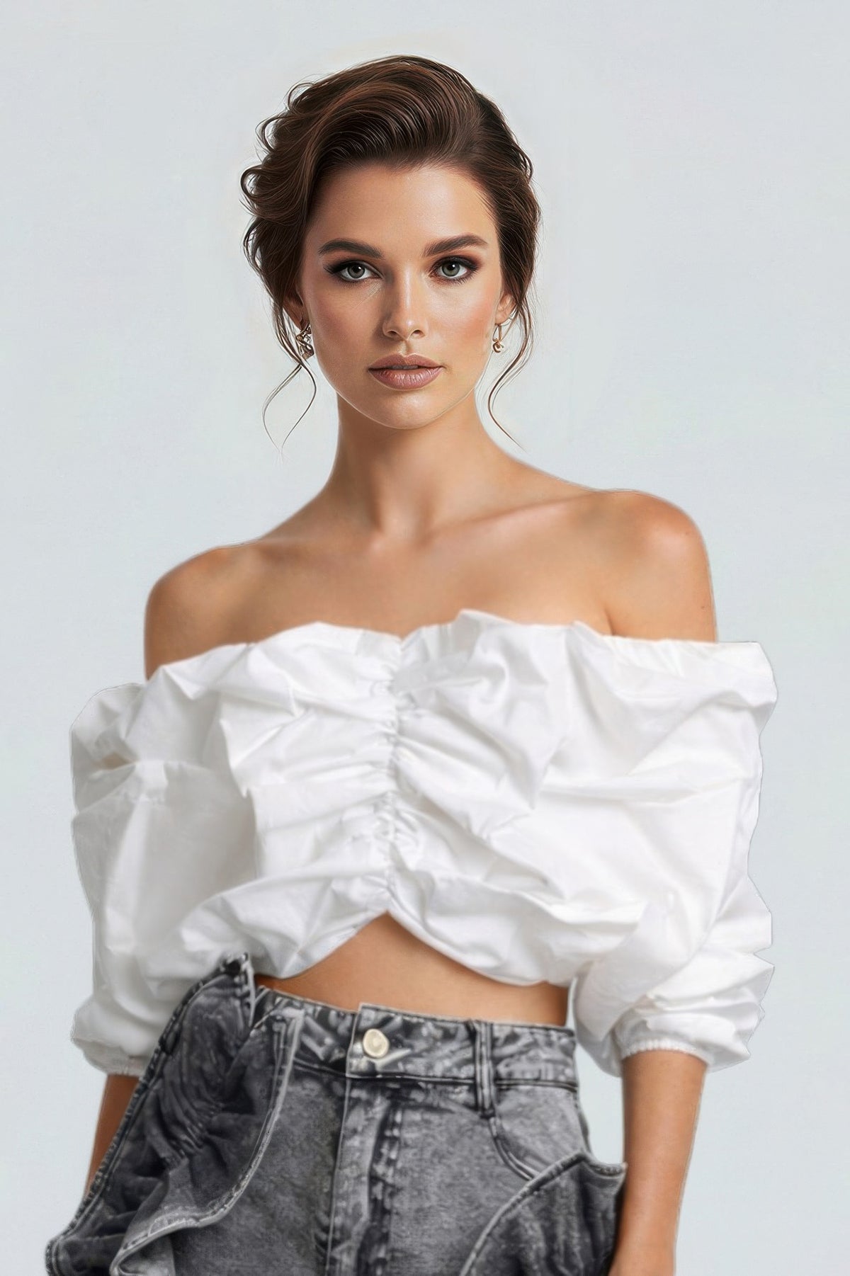 Athena Cloud Puff Off-shoulder Top — view 1
