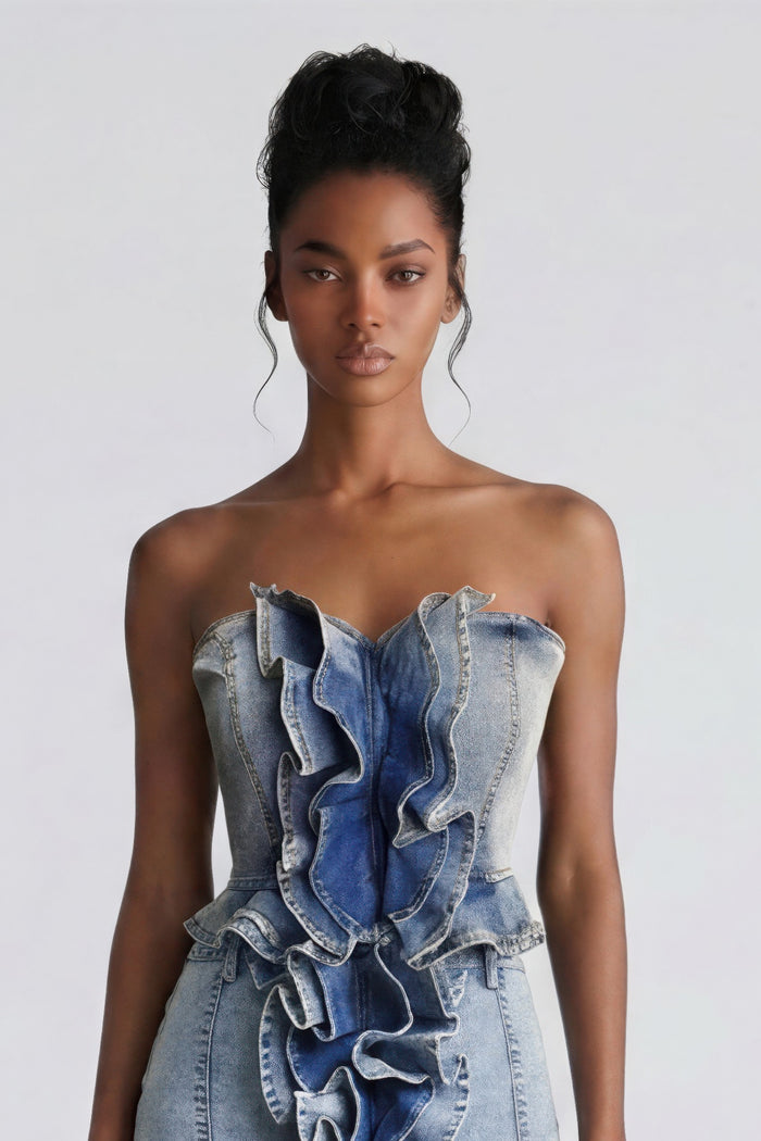 Durga Rogue Cascade Denim Corset Top
