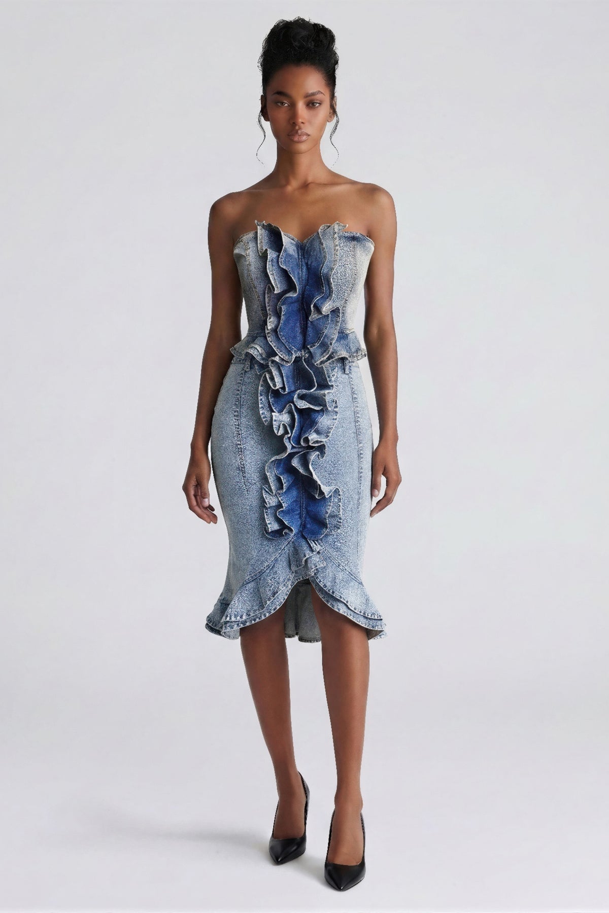 Durga Rogue Cascade Denim Corset Top — view 3