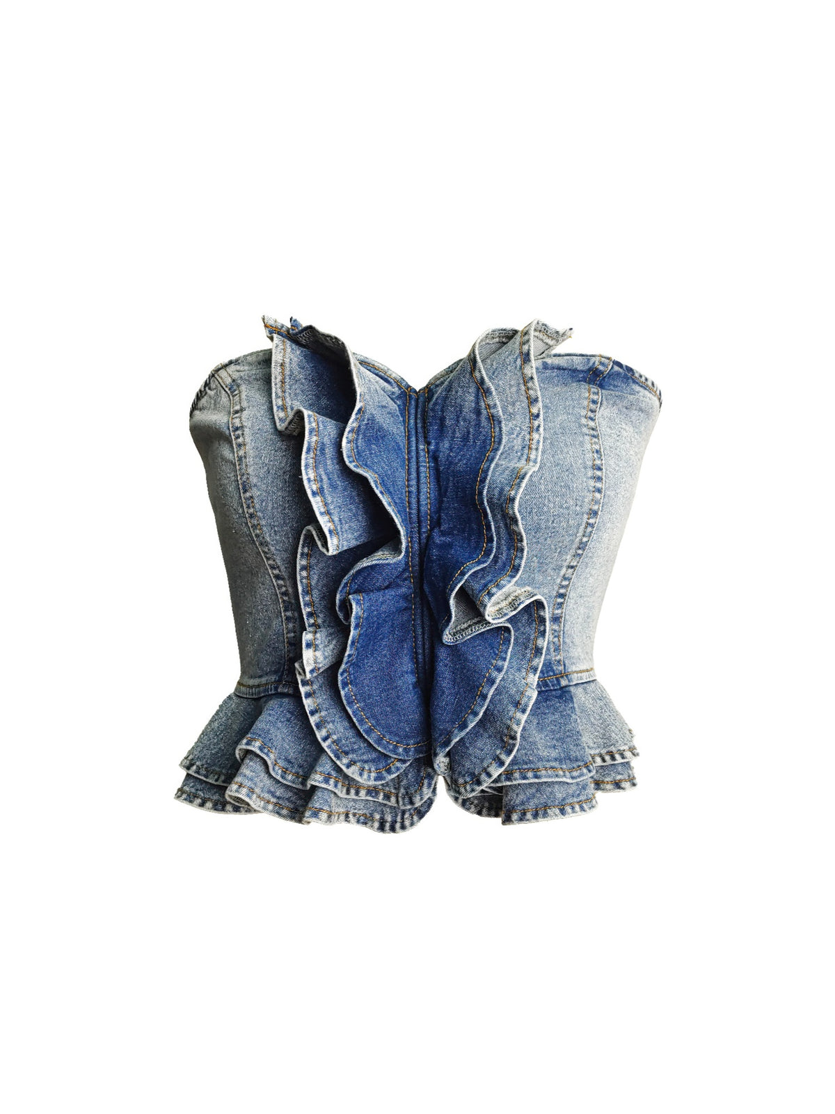 Durga Rogue Cascade Denim Corset Top — view 5
