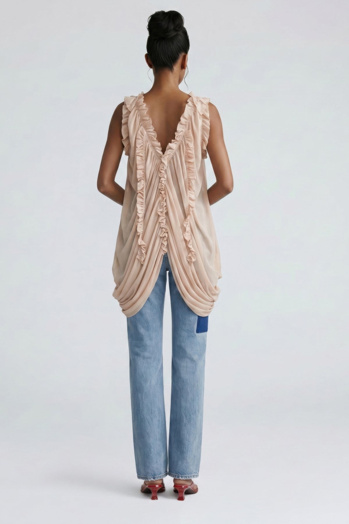 Isis Cascade Ruffle Draped Tunic Top — view 2
