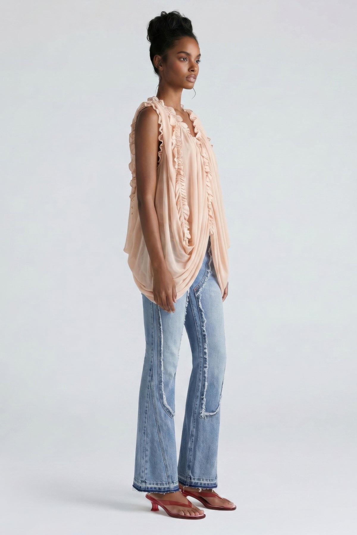 Isis Cascade Ruffle Draped Tunic Top — view 4