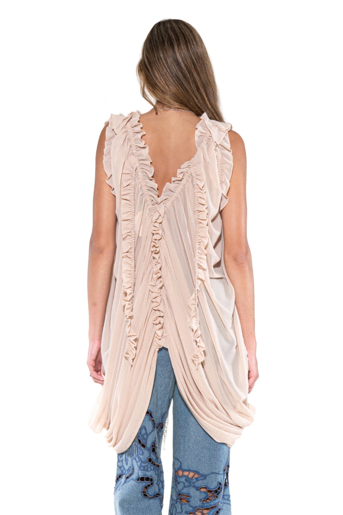 Isis Cascade Ruffle Draped Tunic Top — view 6