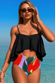 Amaterasu Ruffle Top High Waisted Bottom Tankini Swimsuit — thumbnail 1