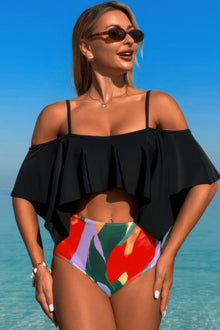 Amaterasu Ruffle Top High Waisted Bottom Tankini Swimsuit — thumbnail 3