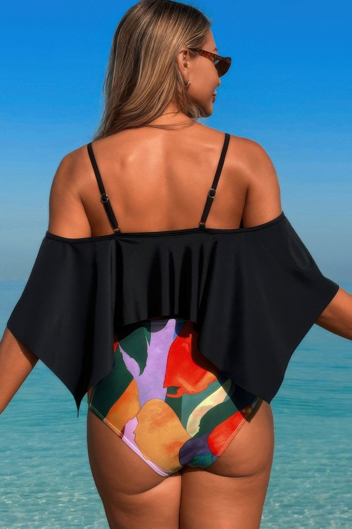 Amaterasu Ruffle Top High Waisted Bottom Tankini Swimsuit — view 4