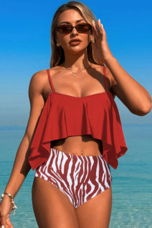 Amaterasu Ruffle Top High Waisted Bottom Tankini Swimsuit — thumbnail 5