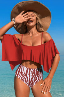 Amaterasu Ruffle Top High Waisted Bottom Tankini Swimsuit — thumbnail 6