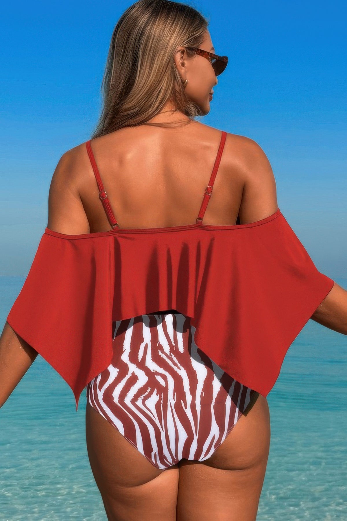 Amaterasu Ruffle Top High Waisted Bottom Tankini Swimsuit — view 8