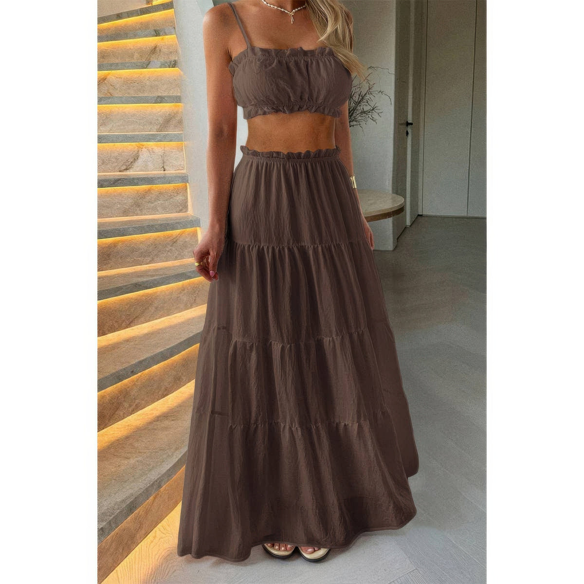 Eos Two Pieces Sleeveless Tank Top And Maxi Skirt Set — view 2
