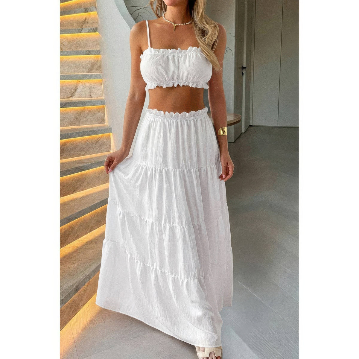 Eos Two Pieces Sleeveless Tank Top And Maxi Skirt Set — view 9