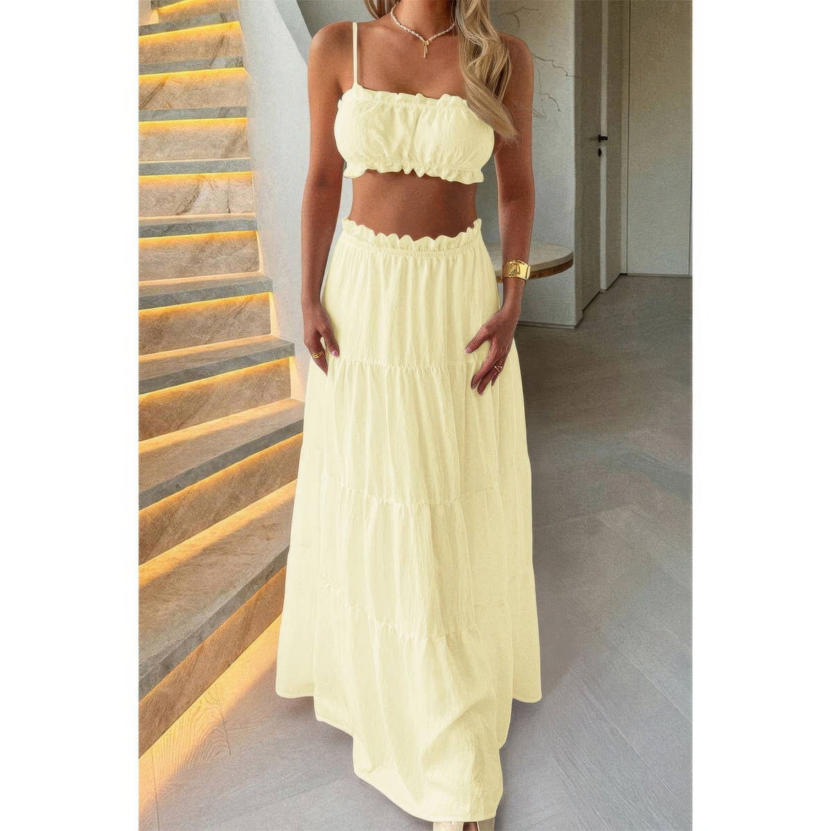 Eos Two Pieces Sleeveless Tank Top And Maxi Skirt Set — view 14