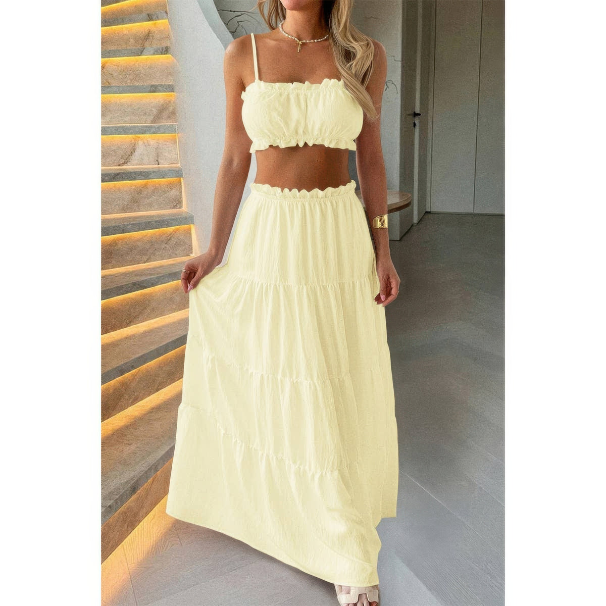 Eos Two Pieces Sleeveless Tank Top And Maxi Skirt Set — view 15