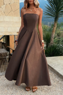 Juno Strapless Sleeveless Solid Fit Full Dress — thumbnail 1