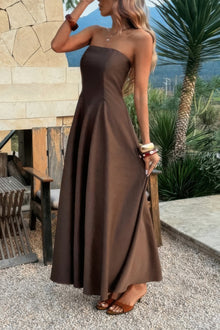 Juno Strapless Sleeveless Solid Fit Full Dress — thumbnail 2