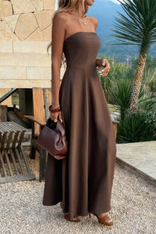 Juno Strapless Sleeveless Solid Fit Full Dress — thumbnail 3