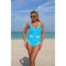 Diana One Piece Color Block Metal Buckle Belt Swimsuit — thumbnail 7
