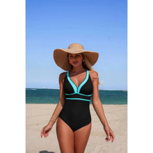 Diana One Piece Color Block V Neck Stretch Swimsuit — thumbnail 5