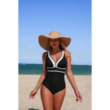 Diana One Piece Color Block V Neck Stretch Swimsuit — thumbnail 8