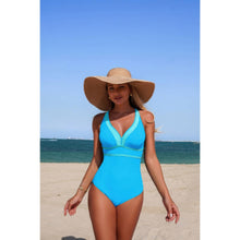 Diana One Piece Color Block V Neck Stretch Swimsuit — thumbnail 11