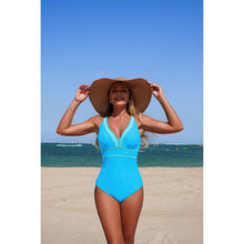 Diana One Piece Color Block V Neck Stretch Swimsuit — thumbnail 12