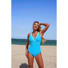 Diana One Piece Color Block V Neck Stretch Swimsuit — thumbnail 13