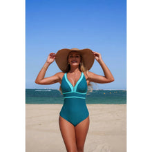 Diana One Piece Color Block V Neck Stretch Swimsuit — thumbnail 16