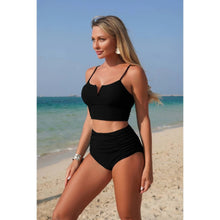 Diana Two Piece Solid Strap High Waiste Pleated Bikini — thumbnail 2