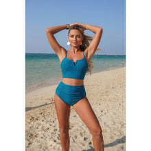 Diana Two Piece Solid Strap High Waiste Pleated Bikini — thumbnail 11