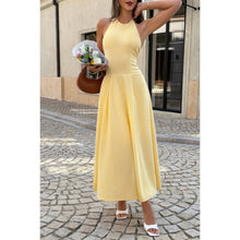 Eos Halter Solid Dropped Hem Midi Dress — thumbnail 1