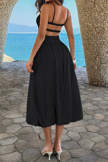 Ishtar Solid Sleeveless Ruched Bust A Line Dress — thumbnail 4