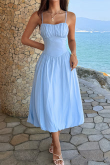 Ishtar Solid Sleeveless Ruched Bust A Line Dress — thumbnail 5
