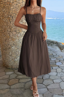 Ishtar Solid Sleeveless Ruched Bust A Line Dress — thumbnail 10