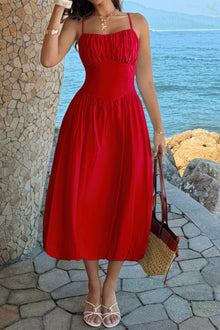 Ishtar Solid Sleeveless Ruched Bust A Line Dress — thumbnail 12