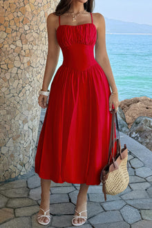 Ishtar Solid Sleeveless Ruched Bust A Line Dress — thumbnail 13