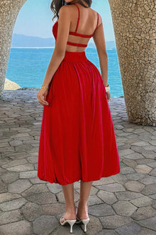 Ishtar Solid Sleeveless Ruched Bust A Line Dress — thumbnail 14