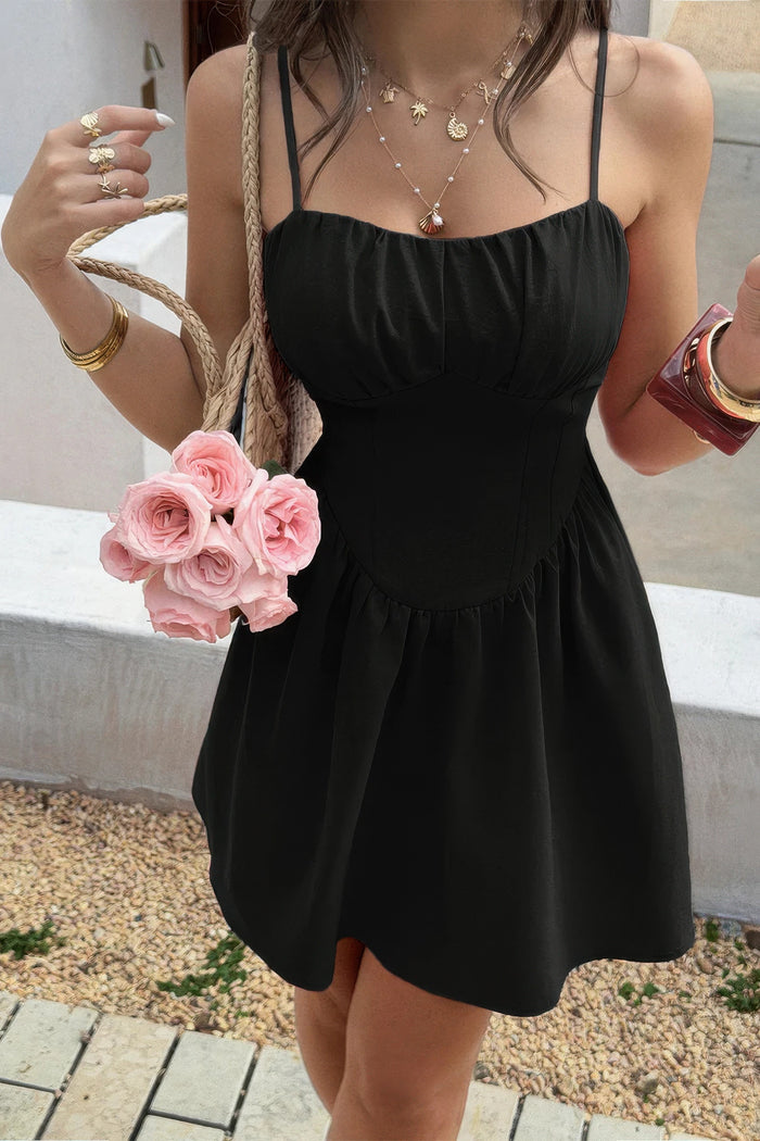 Eos Sleeveless Lace Trim Corset Mini Dress